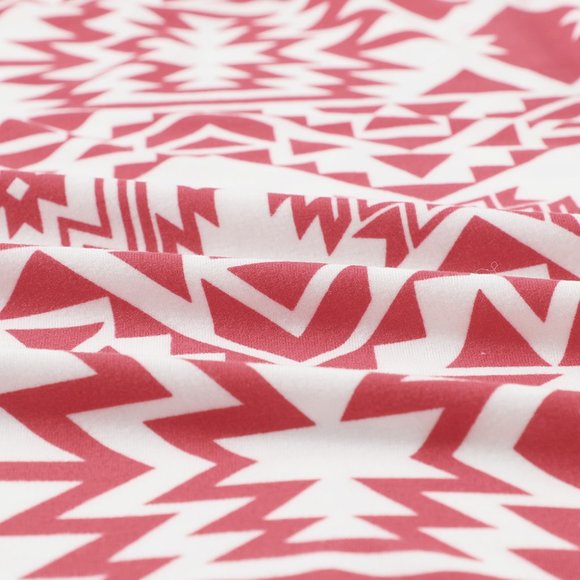 Red Aztec Print Splicing Pocket Long Sleeve Top - Picture 5 of 6